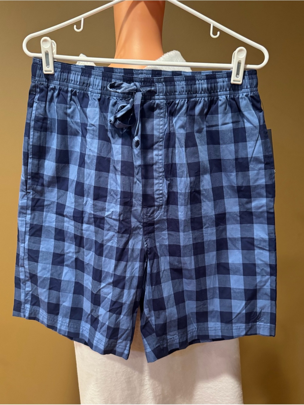 Nautica Navy and Light Blue Checked Swim Trunks